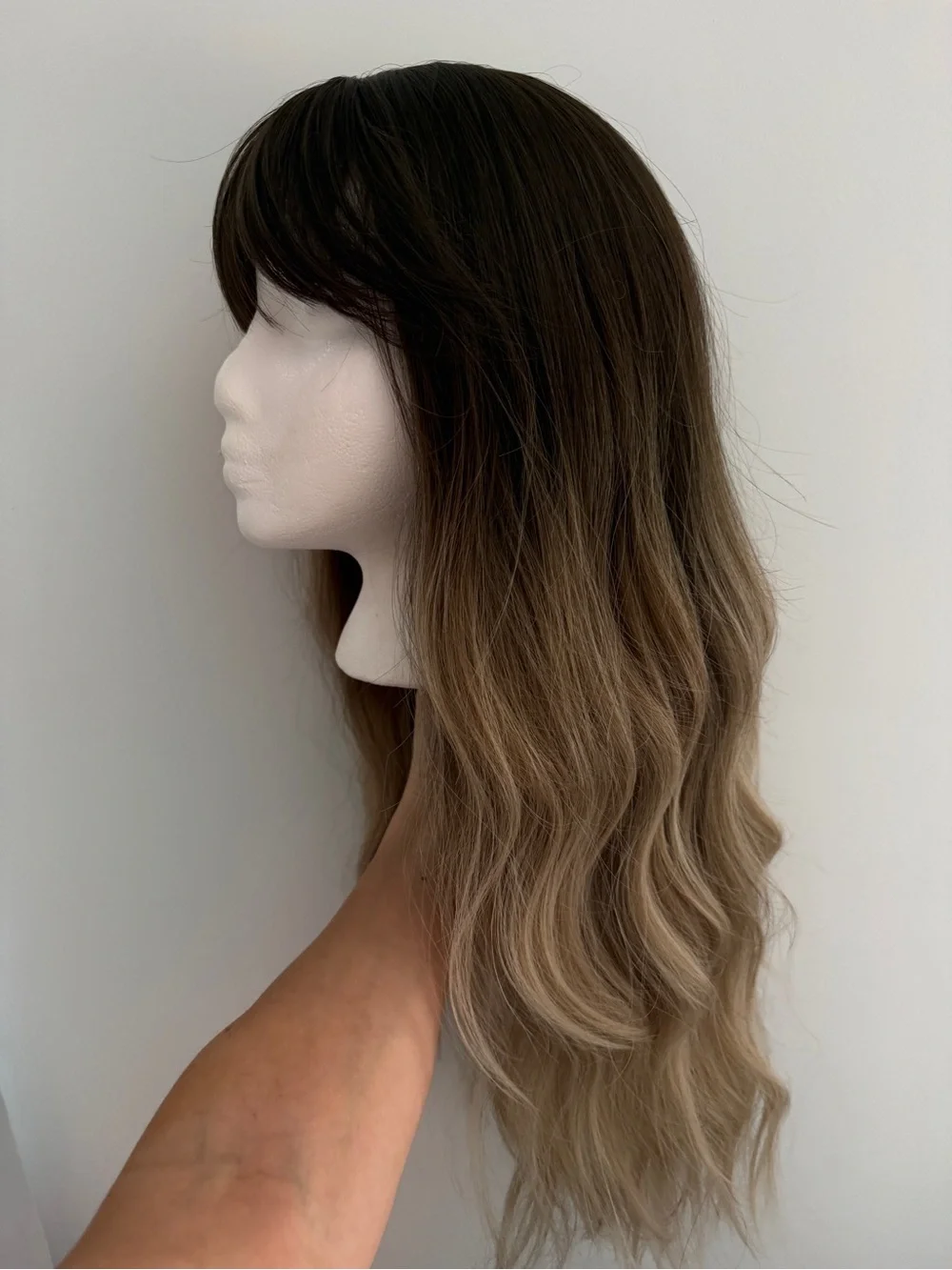 Long Wavy Ombre Synthetic Wig - Dark Brown to Blonde